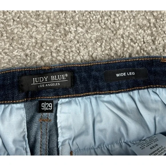 Judy Blue Jeans Womens 9/29 Blue Denim Wide Leg High Rise Crop Stretch *28x23.5 - Picture 5 of 12